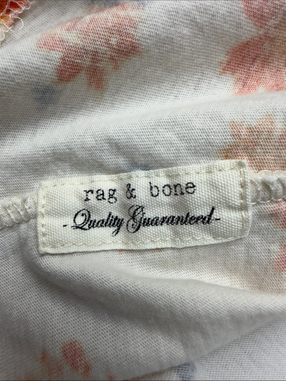 rag & bone All Over Poppy Floral Pima Cotton Jersey Tee White Orange Sz L - Picture 10 of 12